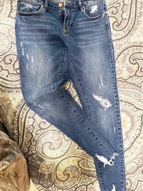 Dear John Women's Distressed Dark Blue Skinny Jeans